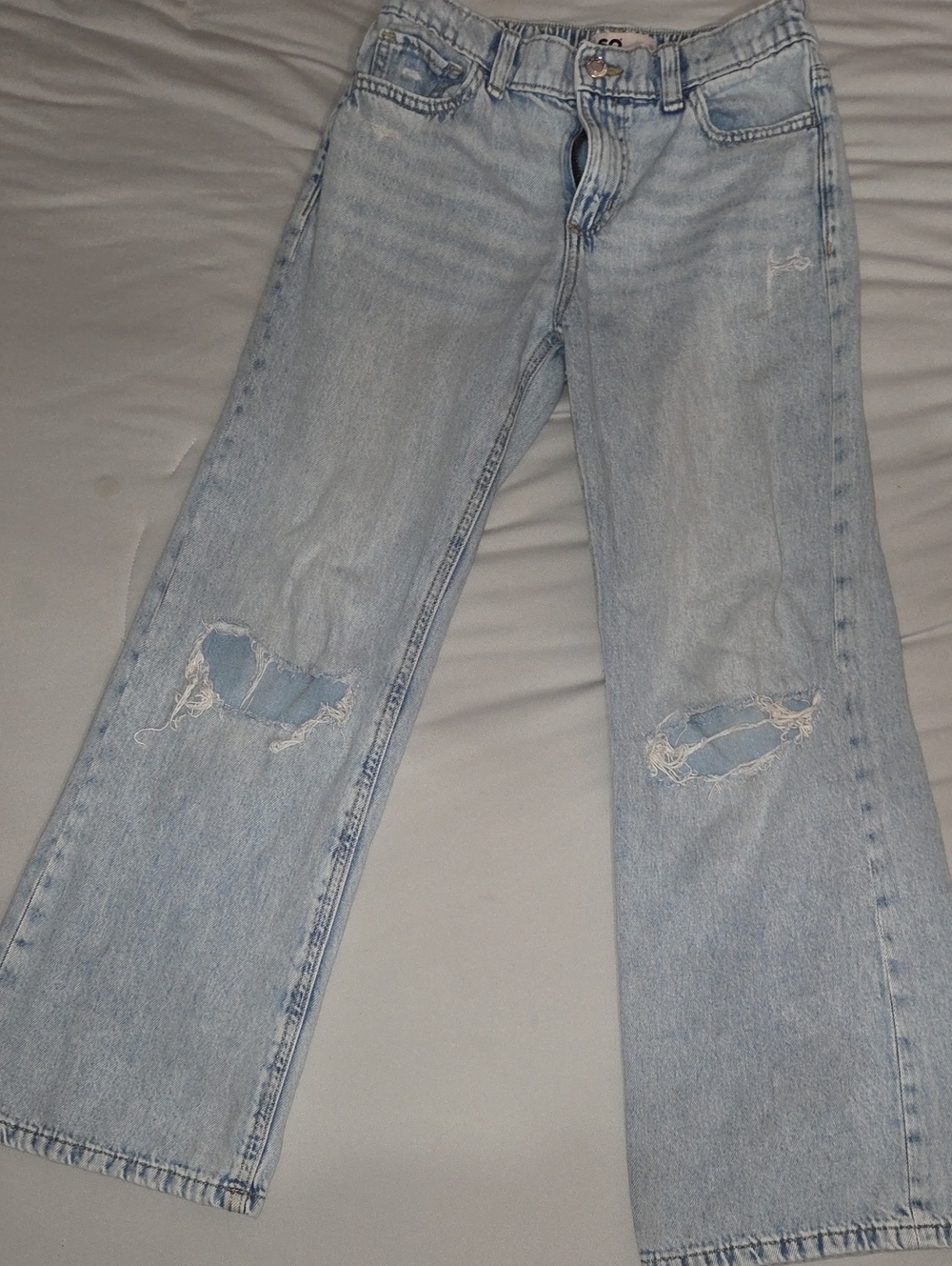 SO Light Wash Distressed Straight Leg Jeans